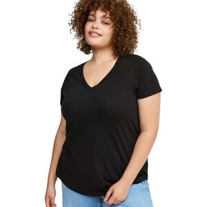 Torrid Black V-Neck Short Sleeve Tee
